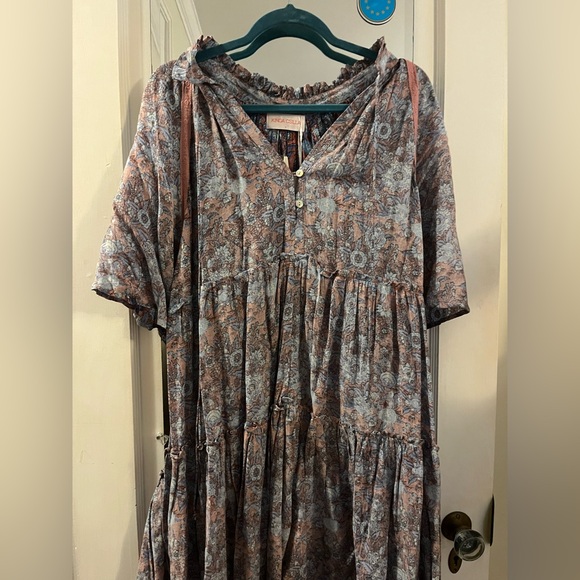 Anthropologie Dresses & Skirts - Anthropologie Blue and Brown Floral Dress